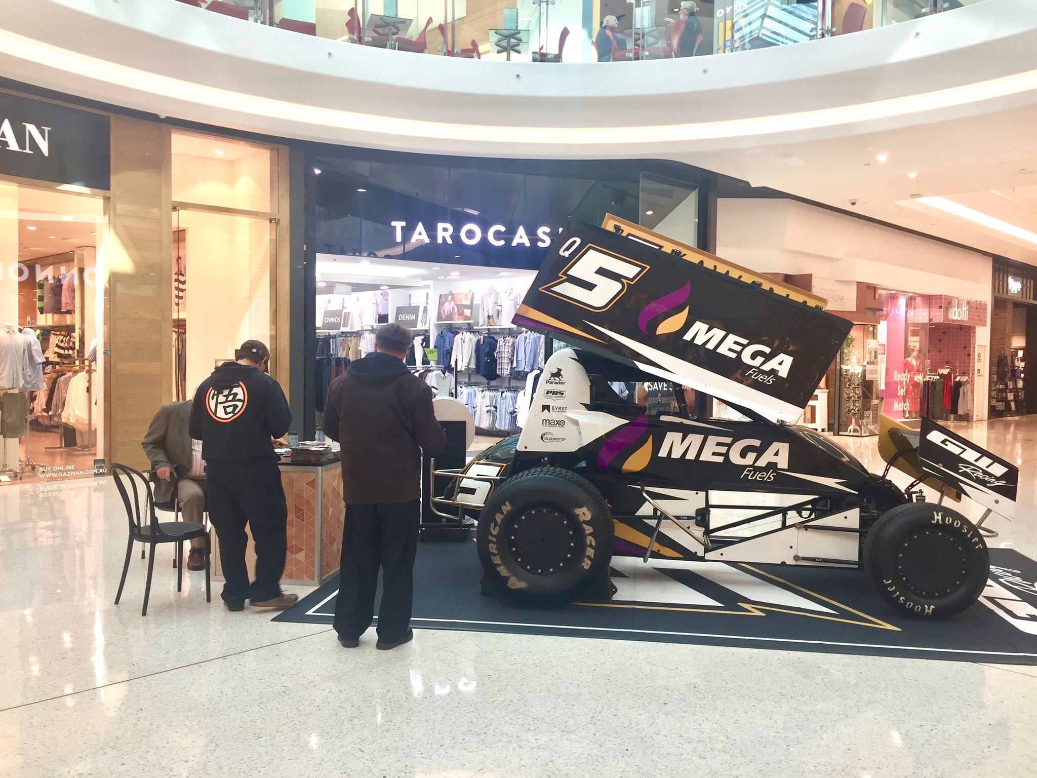 GW Racing branded tiles at shopping centre display